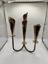 Vintage Hans Jensen Calla Lily Silver Plate 4 Arm Candle Holder MCM Denmark picture