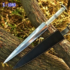 Handmade Fix Blade Double edge Dagger Sword Tactical Knife With Sheath picture