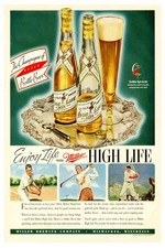 🍺 Vintage Miller High Life Beer Poster - 24x36 picture