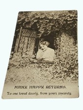 Antique 1917 Postcard Many Happy Returns to Russel Harbach Loganton PA w Stamp picture