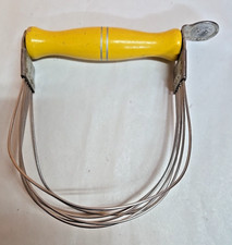 Vintage Nutbrown Pastry Blender; Yellow Wood Handle picture