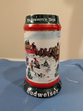 Vintage 1991 Budweiser Holiday Beer Stein