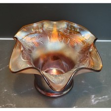 Carnival Glass - Fenton Blackberry Spray - Amberina Ruffled Hatd` picture