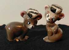 Vintage Delee Art Bears In Coonskins Salt And Pepper Shakers (AS IS) picture