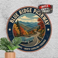Blue Ridge Parkway Highway 8x8 Round Metal Tin Sign Travel Decor picture