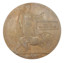 WW1 Bronze Death Plaque 'Thomas Edward Jones, Liverpool Regiment' 1918 picture