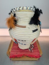 Vintage Whool Hopi Coil Basket 16x11x11 Inches, With Handmade Display Cloth picture