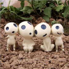 Hot 4pcs/set Studio Ghibli Princess Mononoke Forest Spirit Elf Kodama Action Fig picture