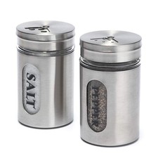 Salt and Pepper Shakers Stainless Steel and Glass Set (silver) picture