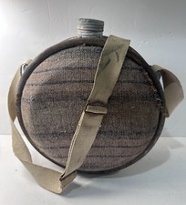 Vintage Antique 1950 Military Boyco Canteen Metal Cloth Cover Canvas Strap & Cap picture