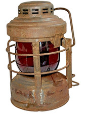 vintage Embury Luck-E-Lite no 25 truck / contractor / railroad lantern red globe picture