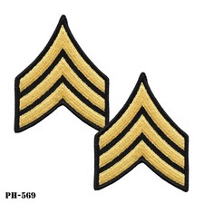 PAIR US Army Sergeant E-5 Large Sleeve Chevron Patches ~ Dress Blues ~ New ~ USA picture