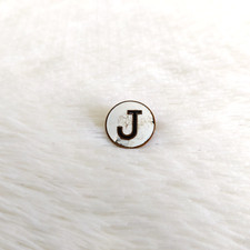 1940s Vintage J Initials Alphabet Pin Back Tin Clip Decorative Collectible T916 picture