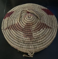 VINTAGE NATIVE AMERICAN LIDDED BASKET  HOOPER BAY ESKIMO YUPIK MID CENTURY picture