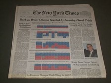 2012 NOVEMBER 8 NEW YORK TIMES NEWSPAPER - OBAMA GREETED BY LOOMING - NP 2723 picture