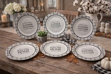 Set Of 6 Royal Norfolk Gather Together/Bless This Home Salad/Dessert Plates NEW picture