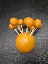 Vintage 60s 70s MCM Retro Plastic Oranges 10- Piece Skewer Set 6
