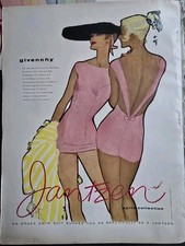 1958 Women's Jantzen Pink Givenchy Swimsuits Rene Gruau Art Vintage Ad  picture