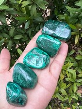 Grade A++ Malachite Pebble, 1.25-1.75 Inch Large Tumbled Malachite Stones picture