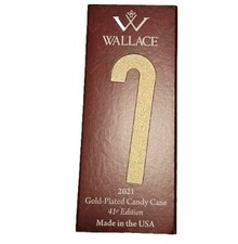 NEW IOB 2021 Wallace Gold Plated Candy Cane Ornament 41st Edition Made In USA picture