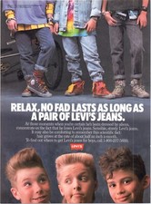 LEVIS Jeans Kids Boys 80s Fashion 1988 Family Circle Vintage Print Ad picture