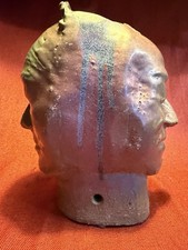Vintage Memento Mori Vase Hand Made Ceramic Double Death Mask Faces Oddities Art picture