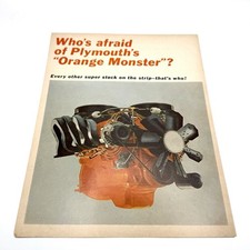 1963 Plymouth Orange Monster 426 Max Wedge Original Vintage Magazine Print Ad picture