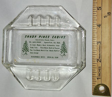 Vintage Shady Pines Cabins Spearfish South Dakota Glass Advertising Ashtray picture