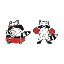 Cool Boxing Raccoon with Red Boxing Gloves Enamel Pin Skateboard Raccoon Street picture