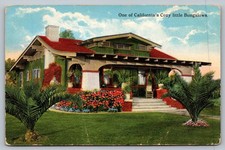 California Bungalow House Postcard c.1910s Los Angeles Arts & Crafts Home picture