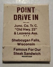 Point Drive In Hwy 23 Sheboygan Wisconsin WI Vtg Unused Matchbook AS IS 017 picture