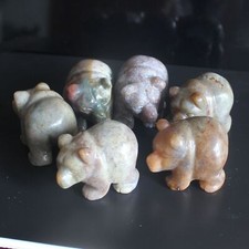 1.6'' Carved crystal Indian agate Polar bear figurine animal carving home decor picture