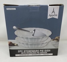 2pc Stoneware Pie Dish With Stainless Pie Server  Dishwasher Safe picture