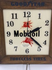 Vintage 1950’s Mobil Pegasus Goodyear Tires Advertising Clock Hermiston Oregon picture
