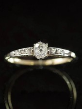 Antique Art Deco Diamond 10K Yellow Gold Over Solitaire Engagement Ring Sz 5-12 picture