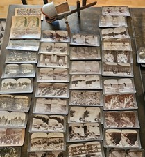 Antique Stereoscope Card Viewer  With Yellowstone National Park Cards And More  picture