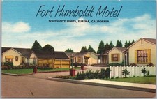 Vintage 1950s EUREKA, California Postcard FORT HUMBOLDT MOTEL - Linen / Unused picture