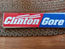 2 Vintage Clinton Gore 1992 Campaign Bumper Sticker Union Printed Texas NOS picture