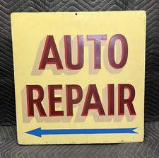 Vintage Hand-Painted Auto Repair Sign with Directional Arrow (24 x 24) picture