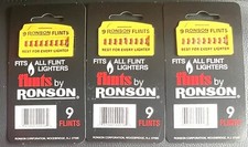 LIGHTER FLINTS, 3 pack of 9 Flints Per Card = 27 Total, New Old Stock, By Ronson picture