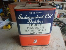 Vintage Empty 2 Gallon Trophy Independent Dealer Oil Can Nice Lot 26-50 picture