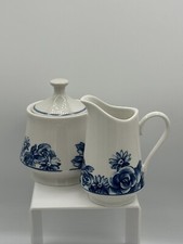 Lynns Creamer Lidded Sugar Set China Blue Floral picture
