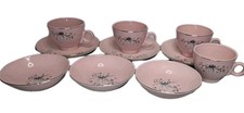 Taylor Smith Taylor Pink Dwarf Pine MCM Atomic Coffee Tea Cup Saucer Bowl 10 Pc  picture