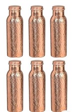 6 X Pure Copper Hammered Water Bottle Drinking Water Flask, For Health Benefits picture