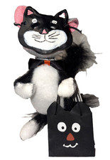 Annalee Doll Trick Or Treat Mouse in Cat Mask Costume and Bag Open Eyes 6
