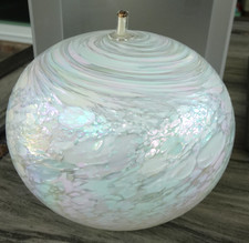 1992 Large Signed James Alloway Art Glass Iridescent Swirl Candle Oil Lamp picture