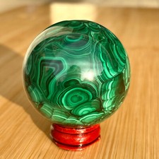 395G Rare Natural Malachite quartz hand Carved sphere Crystal Healing Gem ball picture