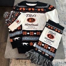 Titos Handmade Vodka Ugly Sweater - Mens large, Frige Scarf & Beanie torque hat picture