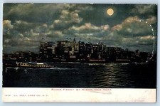 c1905's River Front By Night Moonlight Building New York City New York Postcard picture