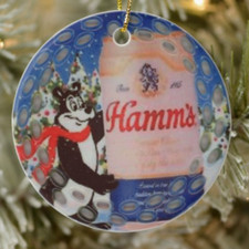 Hamm's Beer Porcelain Christmas Ornament - Double Sided - Winter Bear picture